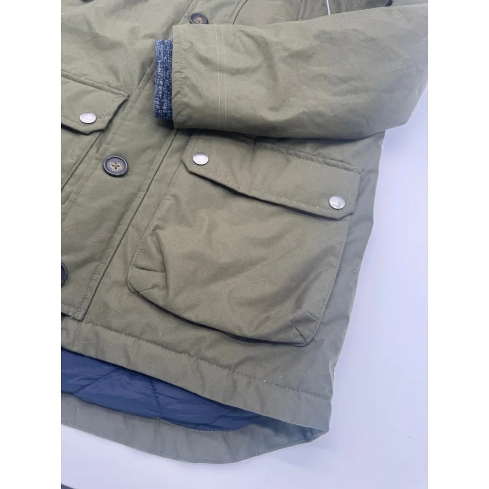 Boys Boden Waterproof Parker with Faux Fur Hood Size 11/12 Olive Green - Picture 2 of 10